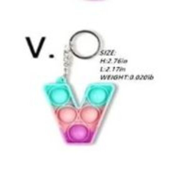 ☀️3/$12☀️ Letter V Pop Fidget Keychain - Picture 4 of 5